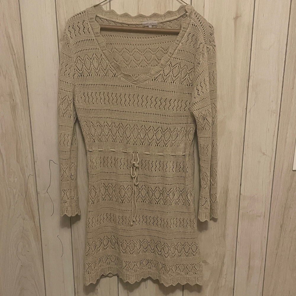 Per Una Beige Long Sleeve Knit Dress